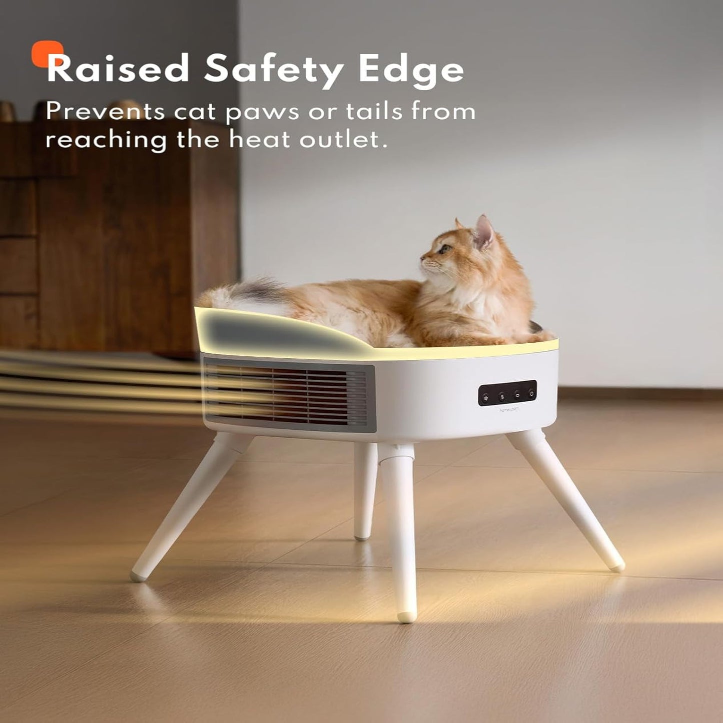 Pet-Safe Space Heater with Heated Cat Bed - 2-In-1 Ceramic Heater for Room & Pets, 1300W Fast Heat, Energy Saving