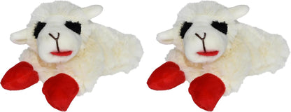 Multipet Lamb Chop Dog Plush Toy - Squeaky Toy for Small & Medium Dogs - Extra Soft Plush - Stuffed Animal for Cuddling & Playing (10", Cream, 5 Squeakers)