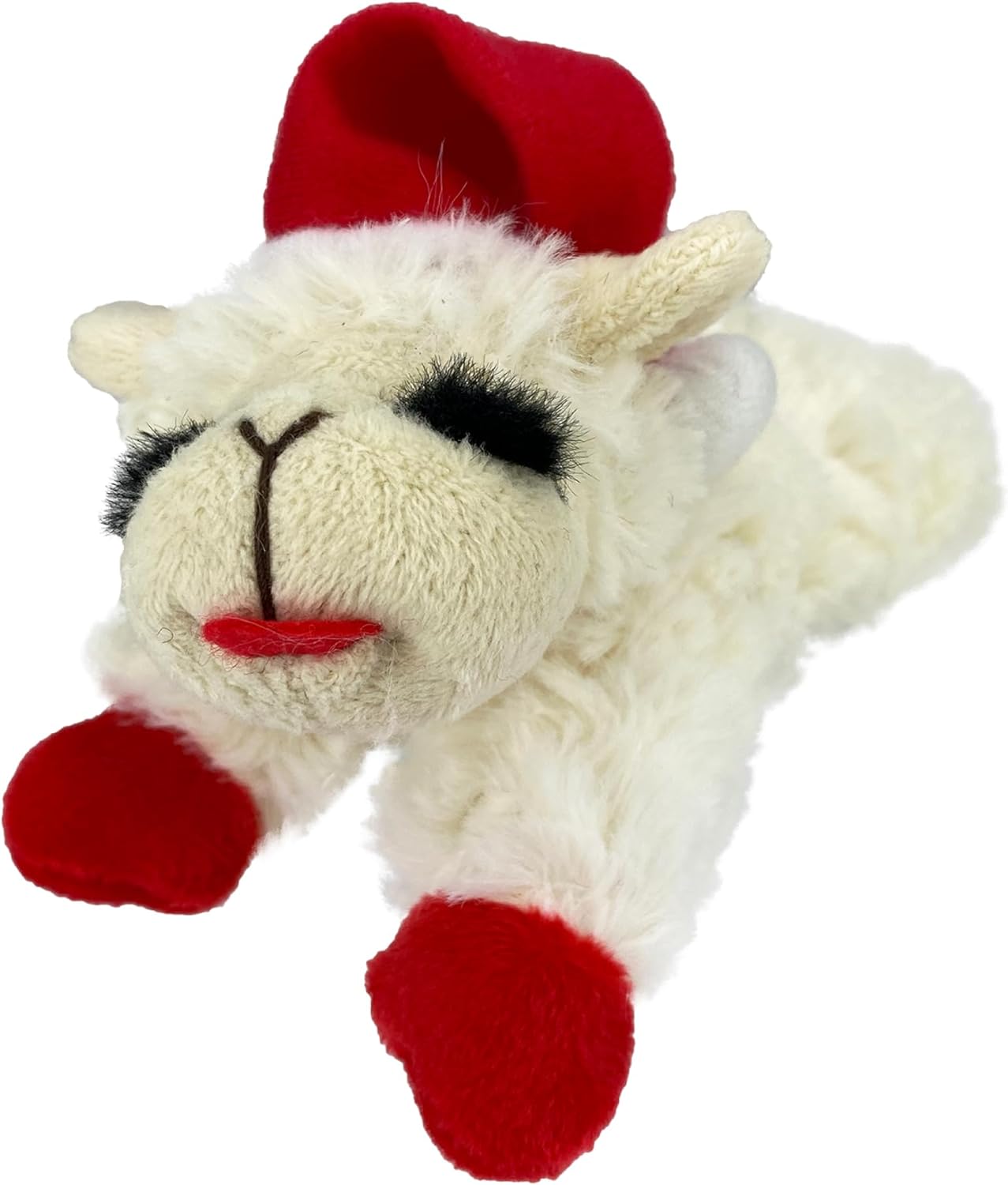 Multipet Lamb Chop Dog Plush Toy - Squeaky Toy for Small & Medium Dogs - Extra Soft Plush - Stuffed Animal for Cuddling & Playing (10", Cream, 5 Squeakers)