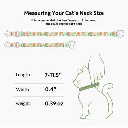 2 Pack Cotton Breakaway Cat Collar Pink Strawberries and White Heart Shaped Pendant Cute Kitten Cat Collar with Bell