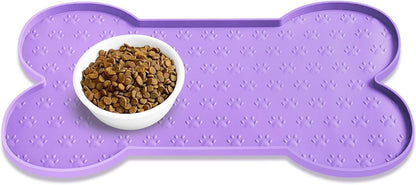 PWTAA Dog Food Mat Anti-Slip Silicone Dog Bowl Mat Thicker Pet Placemat Waterproof Cat Feeder Pad with Raised Edge Puppy Kitten Feeding Mats Suitable Small Medium-Sized Dogs Cats Eating Tray