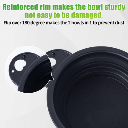 SLSON Collapsible Dog Dual Bowls Reinforced Rim 180 Degrees Flip Over Foldable Double Bowl with Lock Clips More Stable Dog Travel Bowls Pet Food Water Feeder (Light Pink)