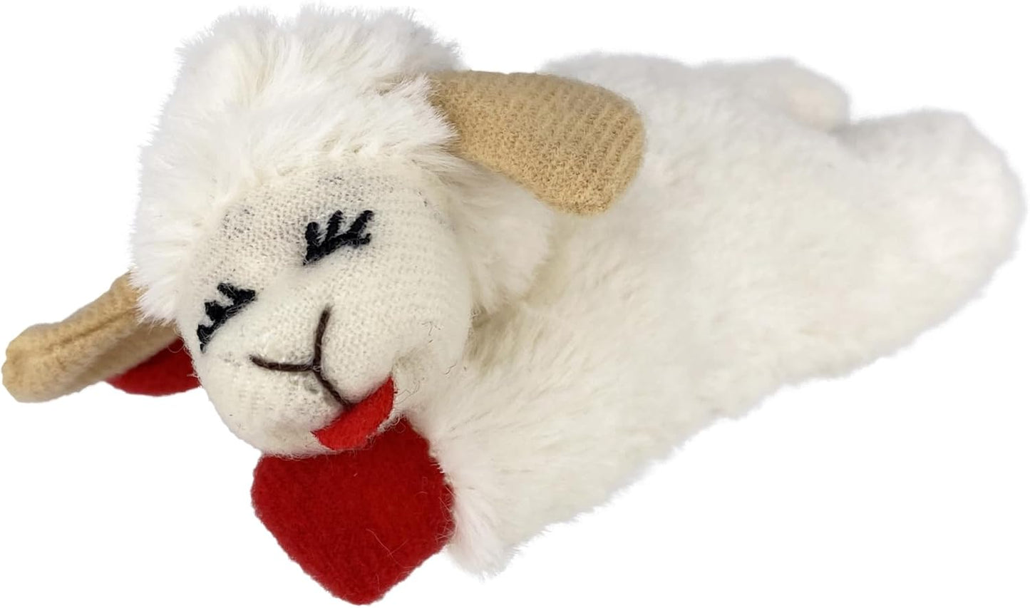 Multipet Lamb Chop Dog Plush Toy - Squeaky Toy for Small & Medium Dogs - Extra Soft Plush - Stuffed Animal for Cuddling & Playing (10", Cream, 5 Squeakers)