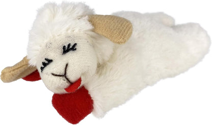 Multipet Lamb Chop Dog Plush Toy - Squeaky Toy for Small & Medium Dogs - Extra Soft Plush - Stuffed Animal for Cuddling & Playing (10", Cream, 5 Squeakers)