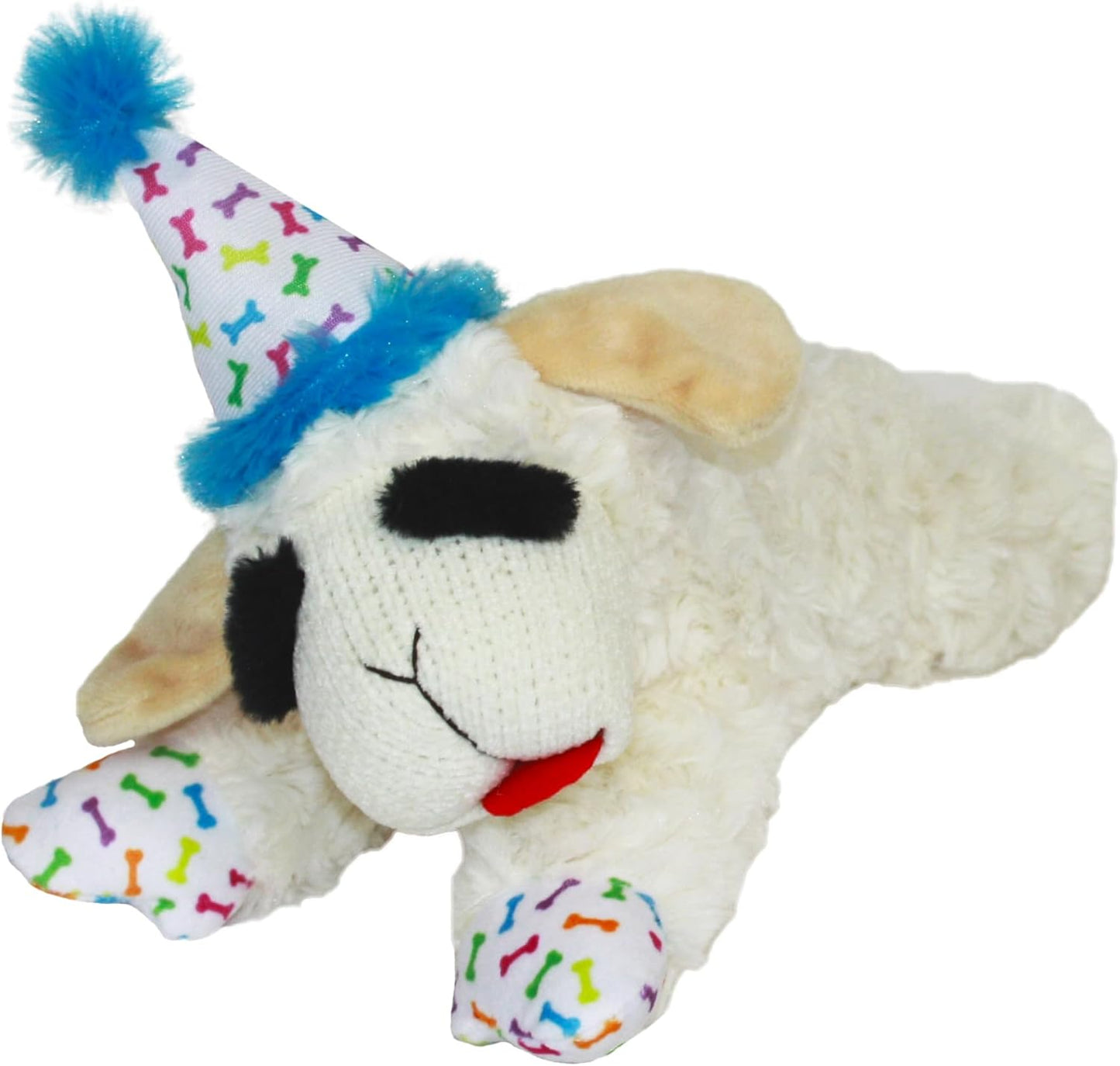 Multipet Lamb Chop Dog Plush Toy - Squeaky Toy for Small & Medium Dogs - Extra Soft Plush - Stuffed Animal for Cuddling & Playing (10", Cream, 5 Squeakers)