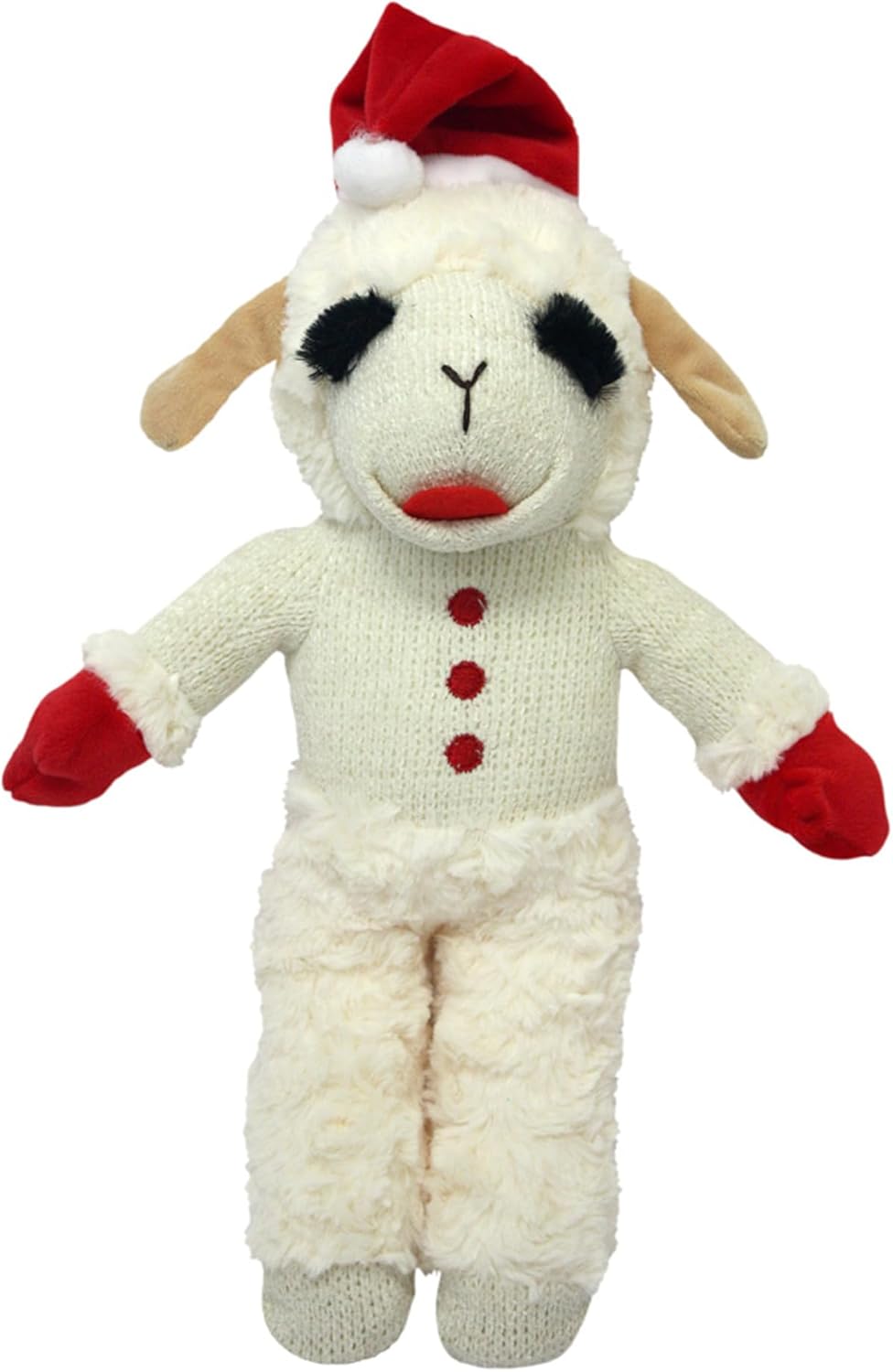 Multipet Lamb Chop Dog Plush Toy - Squeaky Toy for Small & Medium Dogs - Extra Soft Plush - Stuffed Animal for Cuddling & Playing (10", Cream, 5 Squeakers)