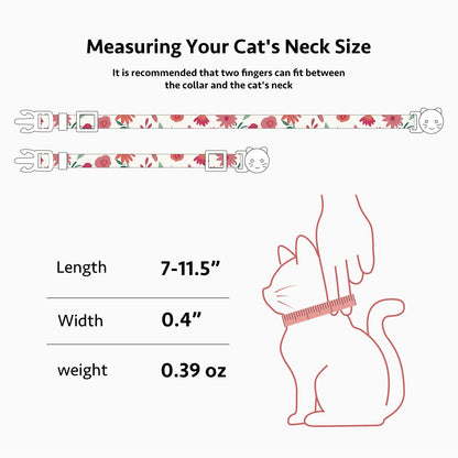 2 Pack Cotton Breakaway Cat Collar Pink Strawberries and White Heart Shaped Pendant Cute Kitten Cat Collar with Bell