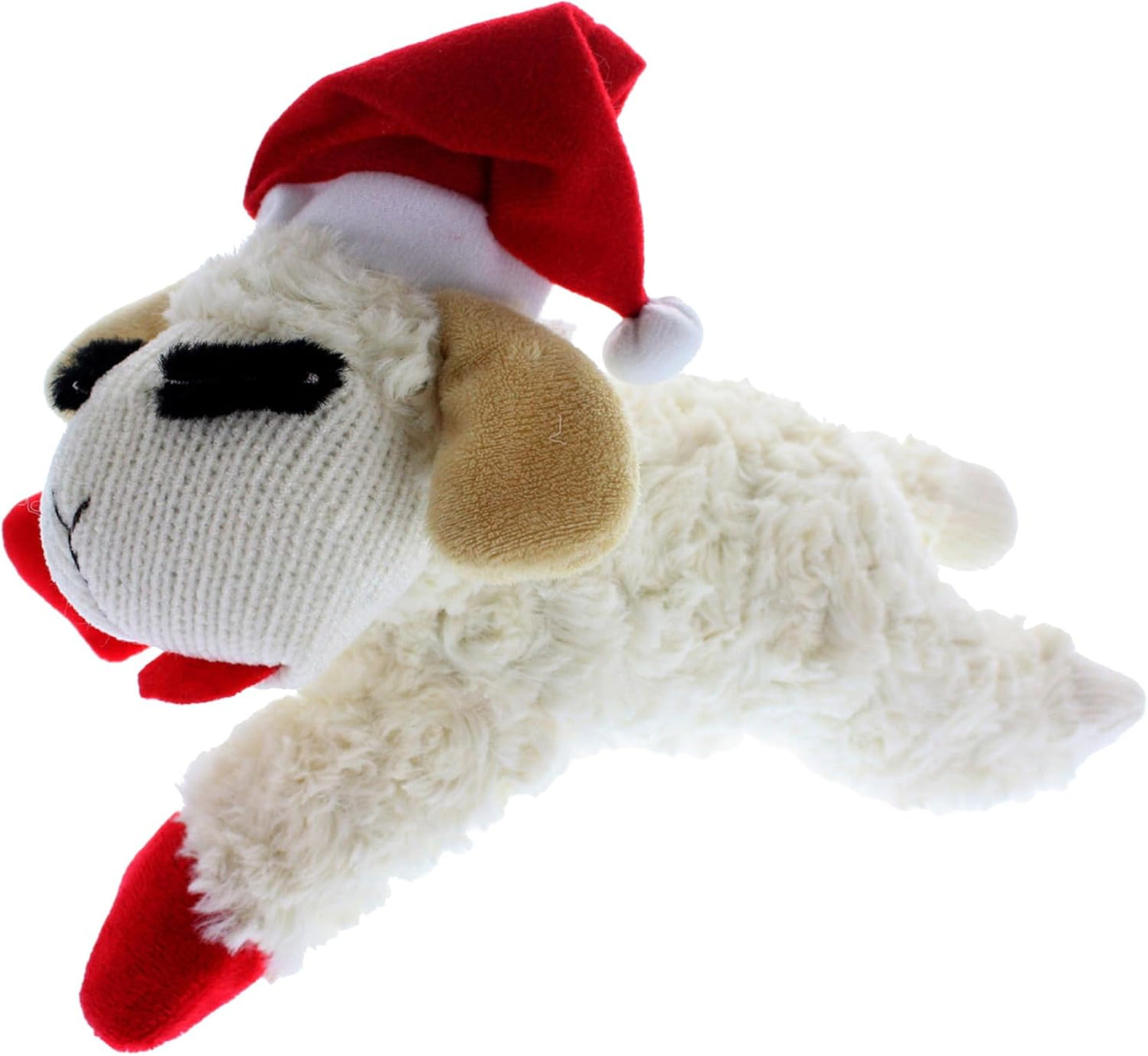Multipet Lamb Chop Dog Plush Toy - Squeaky Toy for Small & Medium Dogs - Extra Soft Plush - Stuffed Animal for Cuddling & Playing (10", Cream, 5 Squeakers)