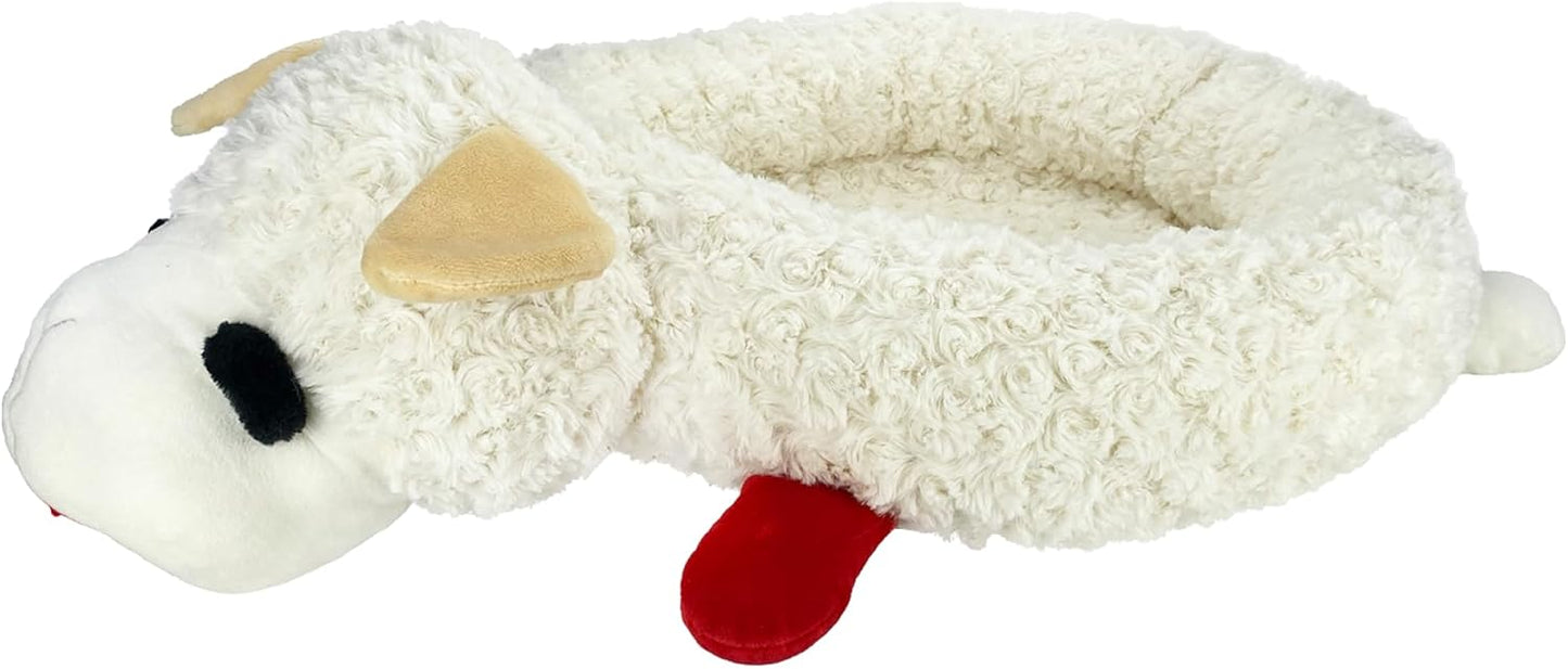 Multipet Lamb Chop Dog Plush Toy - Squeaky Toy for Small & Medium Dogs - Extra Soft Plush - Stuffed Animal for Cuddling & Playing (10", Cream, 5 Squeakers)