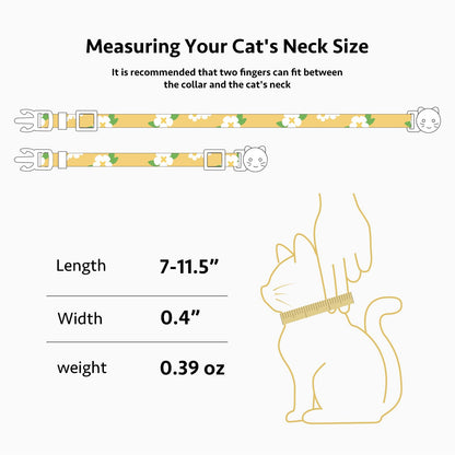 2 Pack Cotton Breakaway Cat Collar Pink Strawberries and White Heart Shaped Pendant Cute Kitten Cat Collar with Bell