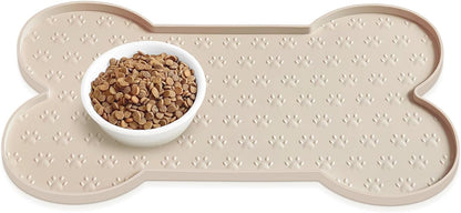 PWTAA Dog Food Mat Anti-Slip Silicone Dog Bowl Mat Thicker Pet Placemat Waterproof Cat Feeder Pad with Raised Edge Puppy Kitten Feeding Mats Suitable Small Medium-Sized Dogs Cats Eating Tray