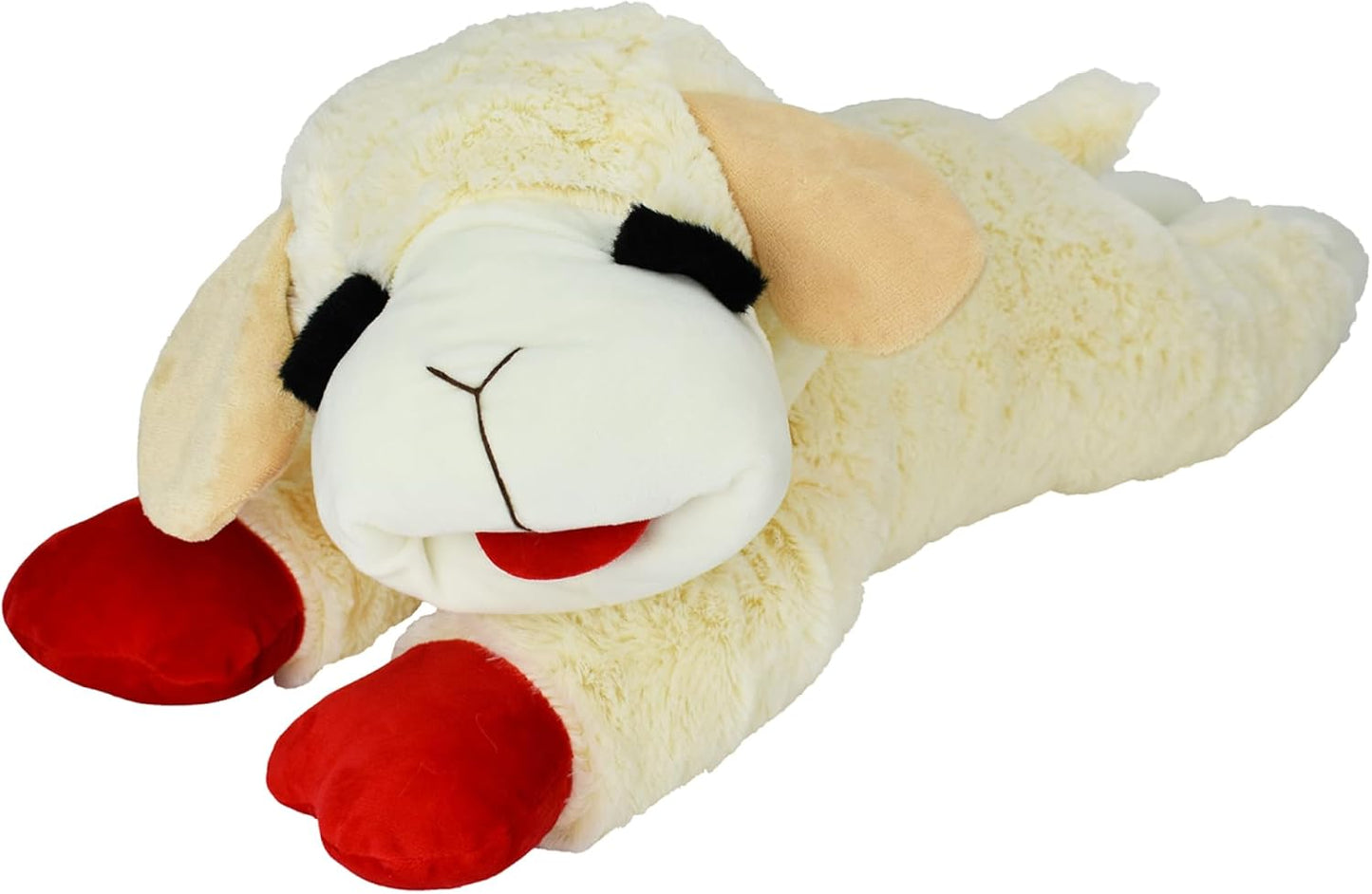 Multipet Lamb Chop Dog Plush Toy - Squeaky Toy for Small & Medium Dogs - Extra Soft Plush - Stuffed Animal for Cuddling & Playing (10", Cream, 5 Squeakers)