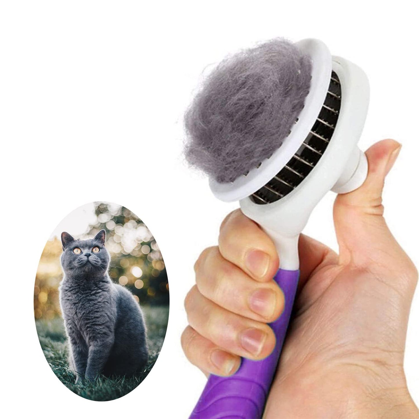 Self Cleaning Slicker Brush - Cat Brush Skin-Friendly Deshedding Grooming Massaging Tool for Long & Short Haired Pets, Cat Hair Brushes Easy Removes Undercoat for Dogs Cats Rabbits - UPGRADED, Blue