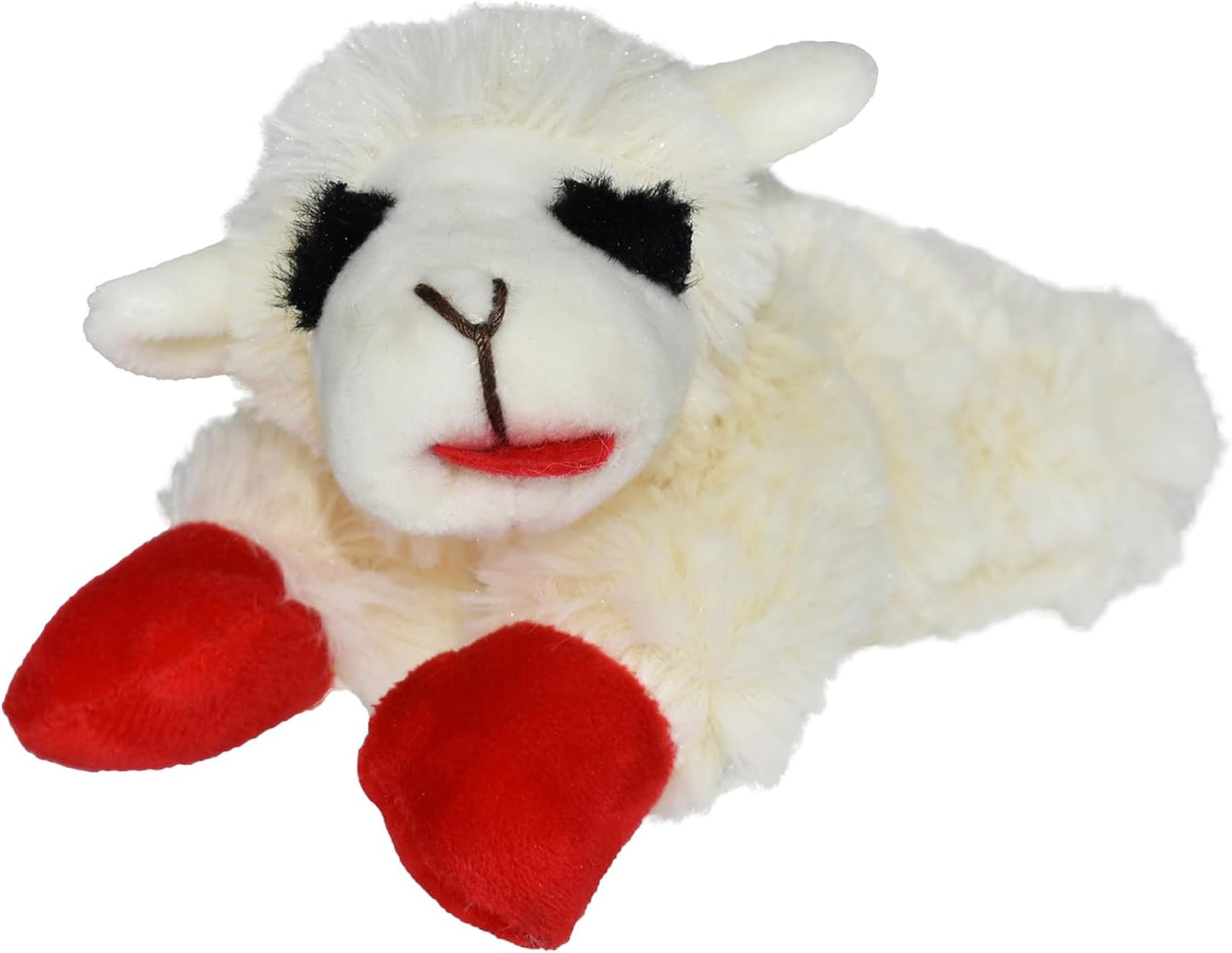 Multipet Lamb Chop Dog Plush Toy - Squeaky Toy for Small & Medium Dogs - Extra Soft Plush - Stuffed Animal for Cuddling & Playing (10", Cream, 5 Squeakers)