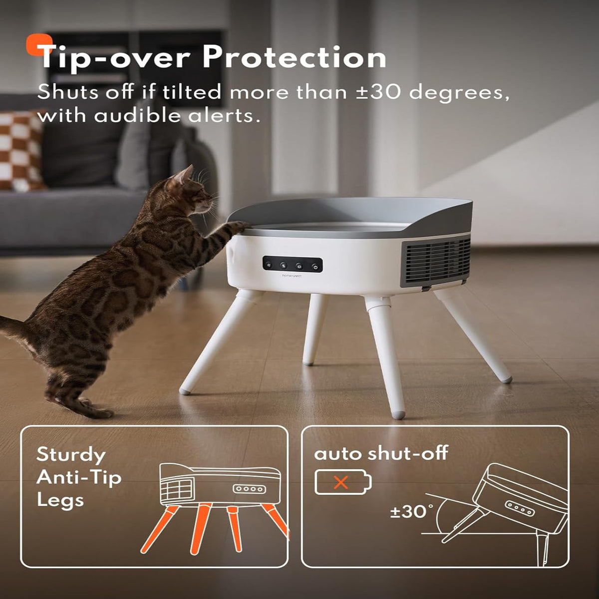 Pet-Safe Space Heater with Heated Cat Bed - 2-In-1 Ceramic Heater for Room & Pets, 1300W Fast Heat, Energy Saving
