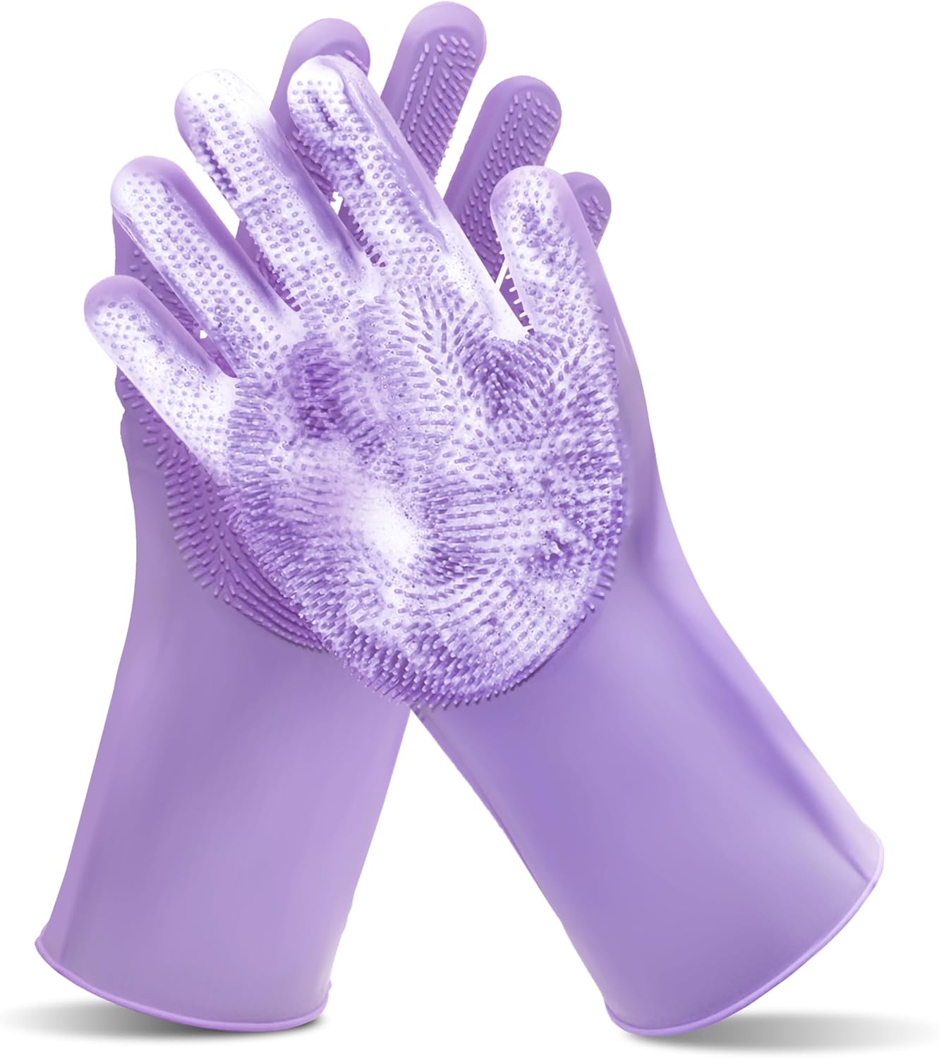 Pet Grooming Gloves—Heat Resistant Dog Washing Gloves with High-Density Teeth, Dog Bath Scrubber with Enhanced Five Finger Design, Silicone Gloves for Dogs and Cats Bathing, Massage (Blue)