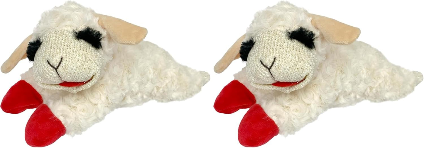 Multipet Lamb Chop Dog Plush Toy - Squeaky Toy for Small & Medium Dogs - Extra Soft Plush - Stuffed Animal for Cuddling & Playing (10", Cream, 5 Squeakers)