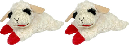 Multipet Lamb Chop Dog Plush Toy - Squeaky Toy for Small & Medium Dogs - Extra Soft Plush - Stuffed Animal for Cuddling & Playing (10", Cream, 5 Squeakers)