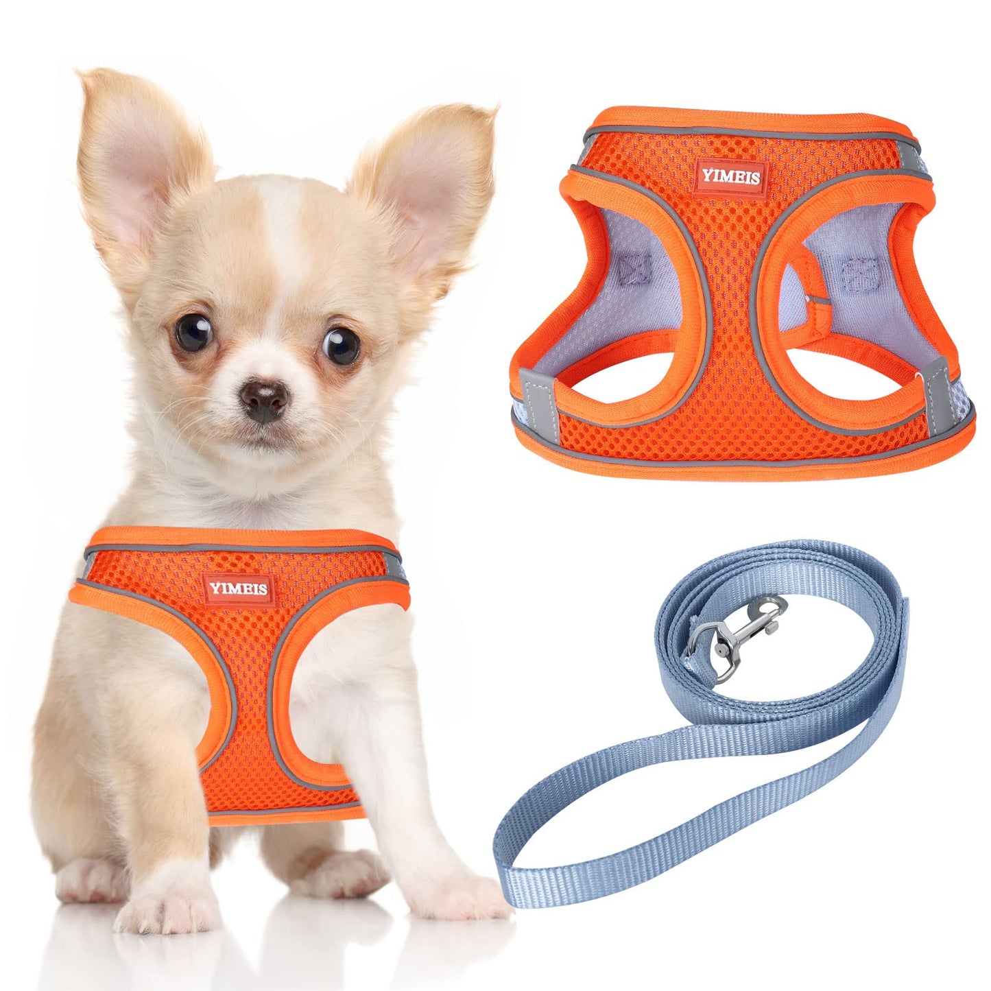 YIMEIS Dog Harness and Leash Set, No Pull Soft Mesh Pet Harness, Reflective Adjustable Puppy Vest for Small Medium Large Dogs, Cats (Pink, X-Small (Pack of 1)