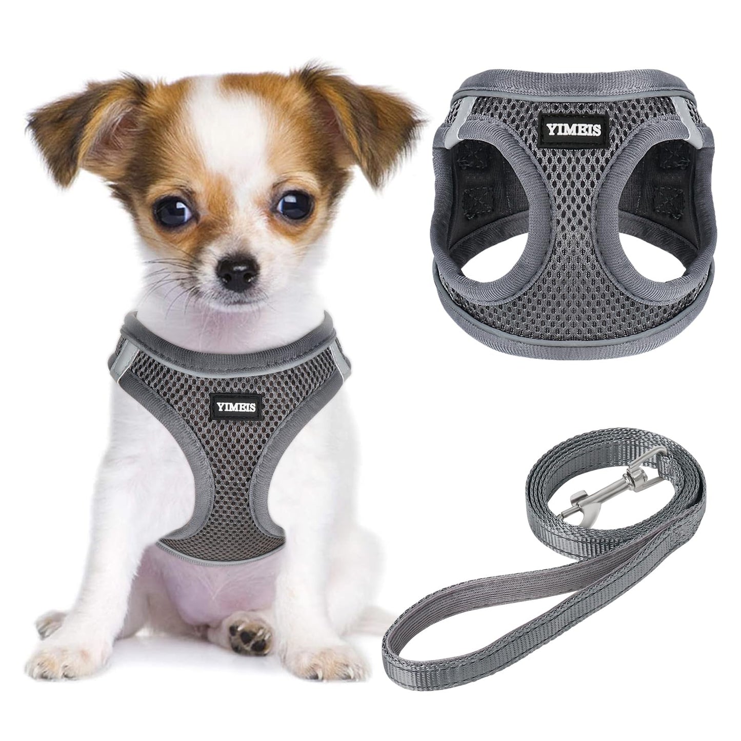 YIMEIS Dog Harness and Leash Set, No Pull Soft Mesh Pet Harness, Reflective Adjustable Puppy Vest for Small Medium Large Dogs, Cats (Pink, X-Small (Pack of 1)