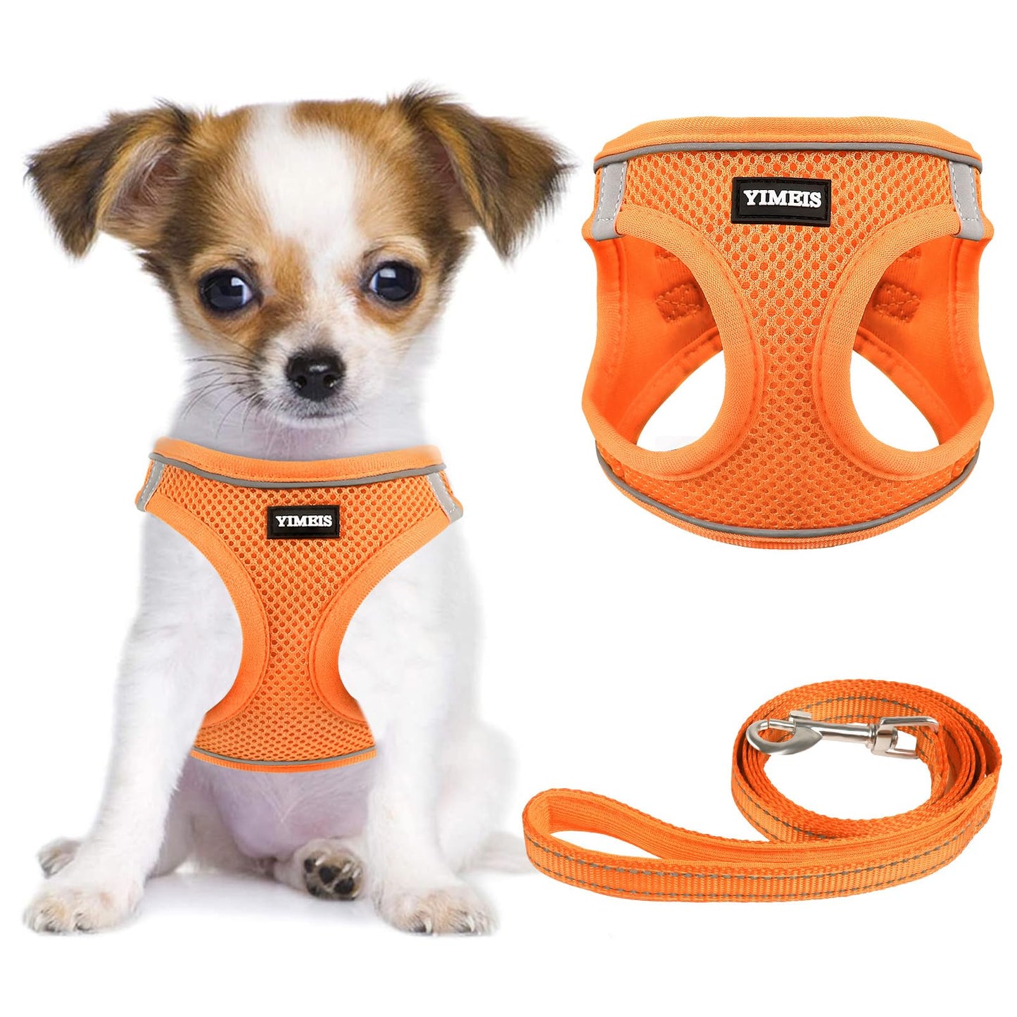 YIMEIS Dog Harness and Leash Set, No Pull Soft Mesh Pet Harness, Reflective Adjustable Puppy Vest for Small Medium Large Dogs, Cats (Pink, X-Small (Pack of 1)