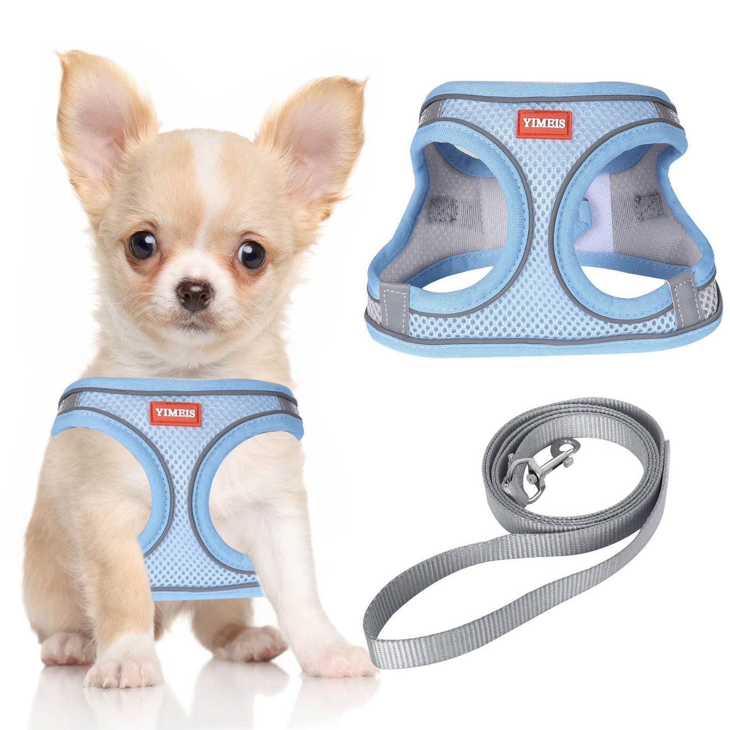 YIMEIS Dog Harness and Leash Set, No Pull Soft Mesh Pet Harness, Reflective Adjustable Puppy Vest for Small Medium Large Dogs, Cats (Pink, X-Small (Pack of 1)