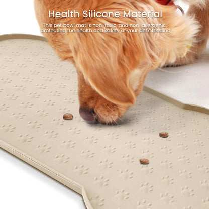 PWTAA Dog Food Mat Anti-Slip Silicone Dog Bowl Mat Thicker Pet Placemat Waterproof Cat Feeder Pad with Raised Edge Puppy Kitten Feeding Mats Suitable Small Medium-Sized Dogs Cats Eating Tray