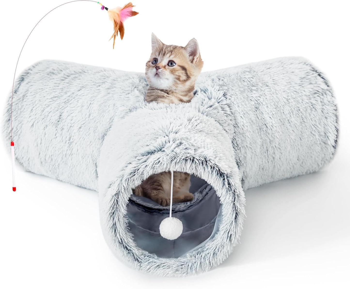 Tempcore Pet Cat Tunnel Tube Cat Toys 3 Way Collapsible, Tunnels for Indoor Cats，Kitty Bored Peek Hole Toy Ball Cat, Puppy, Kitty, Kitten, Rabbit
