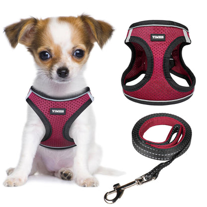 YIMEIS Dog Harness and Leash Set, No Pull Soft Mesh Pet Harness, Reflective Adjustable Puppy Vest for Small Medium Large Dogs, Cats (Pink, X-Small (Pack of 1)