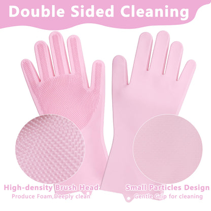 Pet Grooming Gloves—Heat Resistant Dog Washing Gloves with High-Density Teeth, Dog Bath Scrubber with Enhanced Five Finger Design, Silicone Gloves for Dogs and Cats Bathing, Massage (Blue)