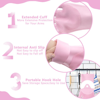 Pet Grooming Gloves—Heat Resistant Dog Washing Gloves with High-Density Teeth, Dog Bath Scrubber with Enhanced Five Finger Design, Silicone Gloves for Dogs and Cats Bathing, Massage (Blue)