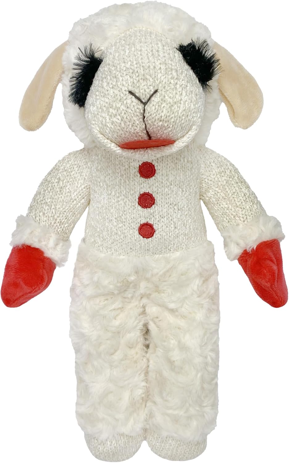 Multipet Lamb Chop Dog Plush Toy - Squeaky Toy for Small & Medium Dogs - Extra Soft Plush - Stuffed Animal for Cuddling & Playing (10", Cream, 5 Squeakers)