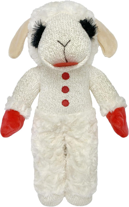 Multipet Lamb Chop Dog Plush Toy - Squeaky Toy for Small & Medium Dogs - Extra Soft Plush - Stuffed Animal for Cuddling & Playing (10", Cream, 5 Squeakers)