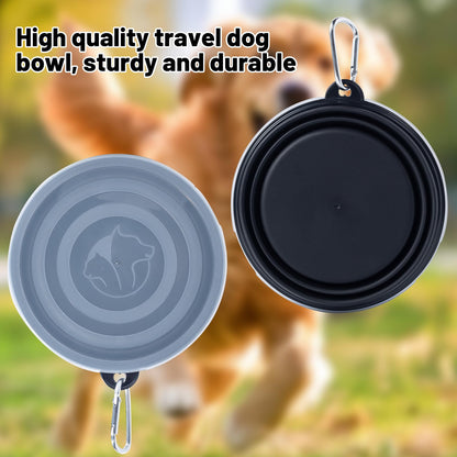 SLSON Collapsible Bowl with Cover Lids,2 Pack Dog Travel Bowls Portable Foldable Cat Water Dish Bowl for Pets Walking Parking Camping (Light Blue and Green, Small)