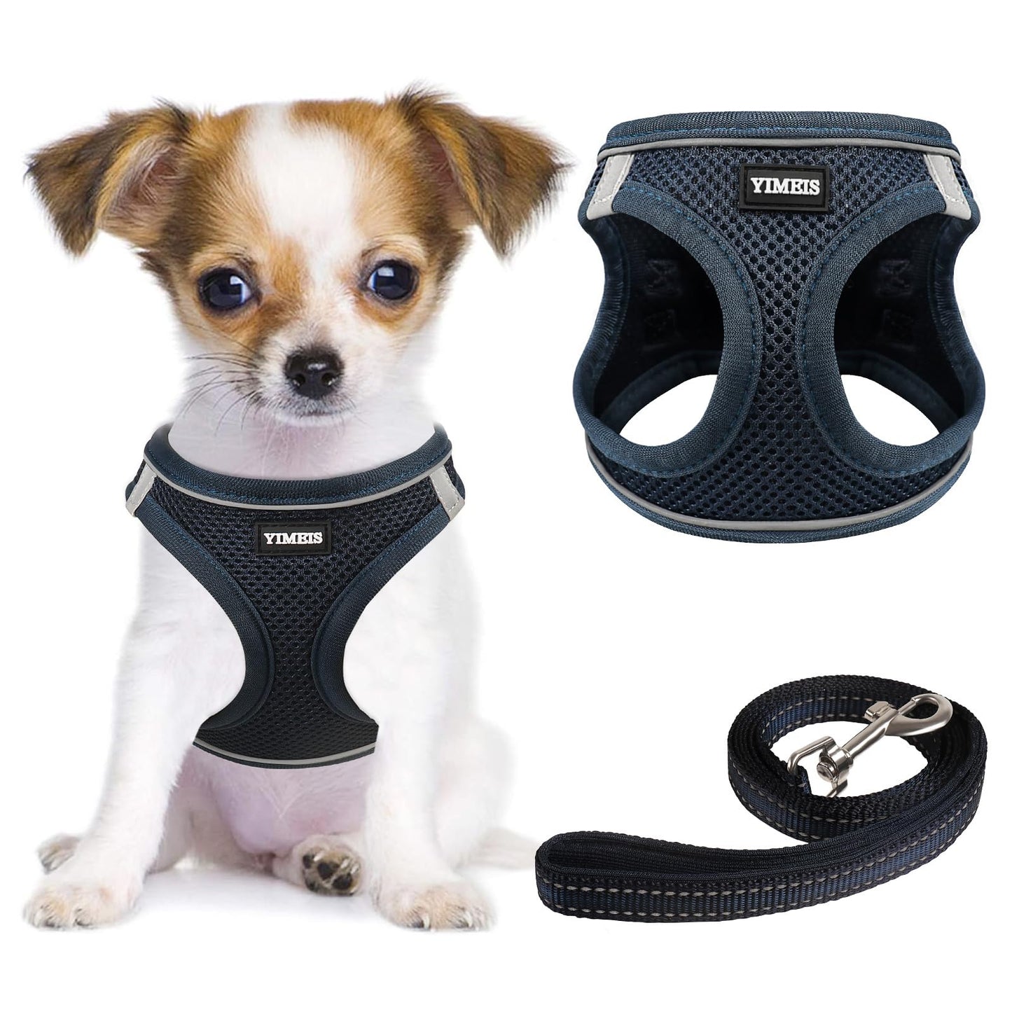 YIMEIS Dog Harness and Leash Set, No Pull Soft Mesh Pet Harness, Reflective Adjustable Puppy Vest for Small Medium Large Dogs, Cats (Pink, X-Small (Pack of 1)