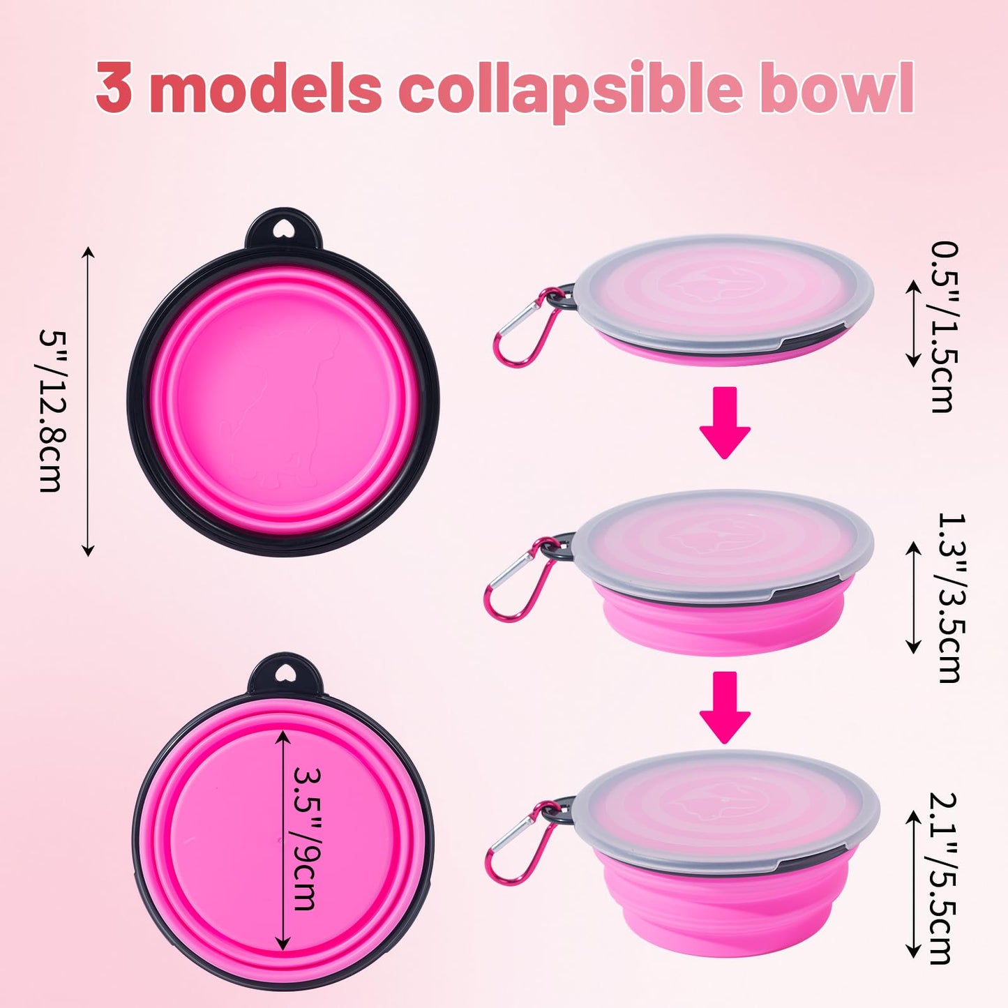 SLSON Collapsible Bowl with Cover Lids,2 Pack Dog Travel Bowls Portable Foldable Cat Water Dish Bowl for Pets Walking Parking Camping (Light Blue and Green, Small)