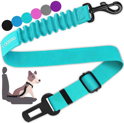 COOYOO Dog Seat Belt, Durability Retractable Dog Car Harness Adjustable Dog Seat Belt for Vehicle Nylon Pet Safety Seat Belts Heavy Duty & Elastic (1 Pack Black)
