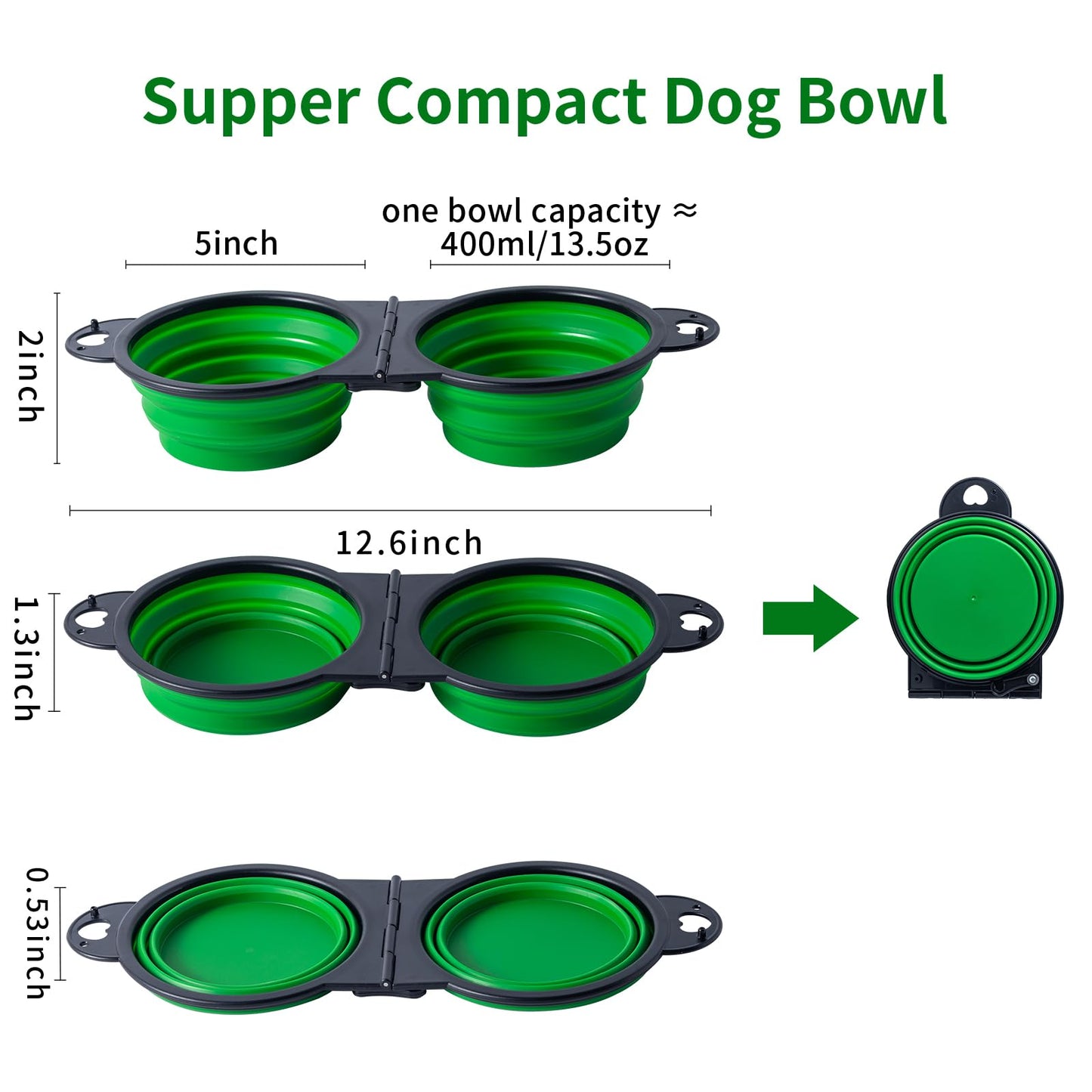 SLSON Collapsible Dog Dual Bowls Reinforced Rim 180 Degrees Flip Over Foldable Double Bowl with Lock Clips More Stable Dog Travel Bowls Pet Food Water Feeder (Light Pink)