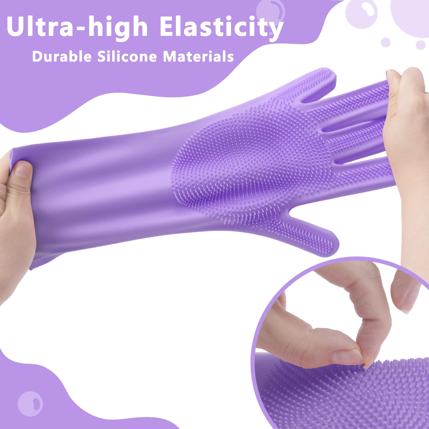 Pet Grooming Gloves—Heat Resistant Dog Washing Gloves with High-Density Teeth, Dog Bath Scrubber with Enhanced Five Finger Design, Silicone Gloves for Dogs and Cats Bathing, Massage (Blue)