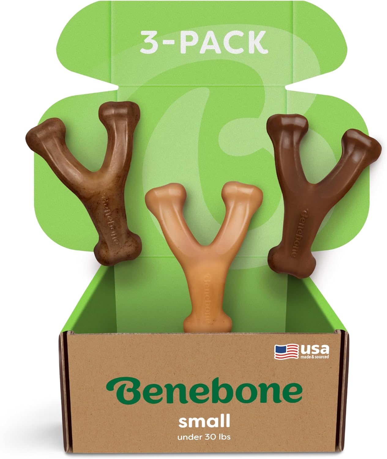 Benebone Wishbone Durable Dog Chew Toy for Aggressive Chewers, Real Bacon, Made in USA, Medium