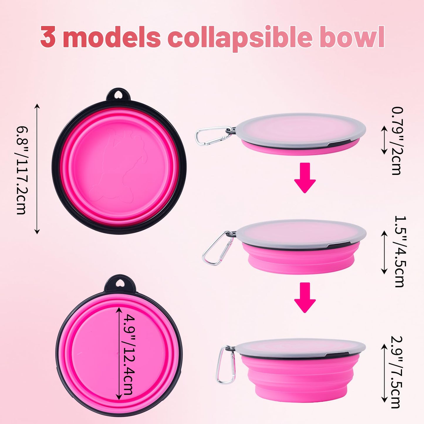 SLSON Collapsible Bowl with Cover Lids,2 Pack Dog Travel Bowls Portable Foldable Cat Water Dish Bowl for Pets Walking Parking Camping (Light Blue and Green, Small)