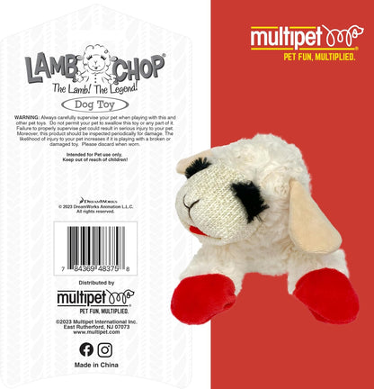 Multipet Lamb Chop Dog Plush Toy - Squeaky Toy for Small & Medium Dogs - Extra Soft Plush - Stuffed Animal for Cuddling & Playing (10", Cream, 5 Squeakers)