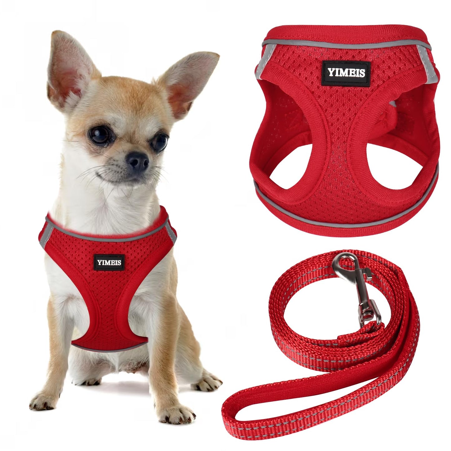 YIMEIS Dog Harness and Leash Set, No Pull Soft Mesh Pet Harness, Reflective Adjustable Puppy Vest for Small Medium Large Dogs, Cats (Pink, X-Small (Pack of 1)