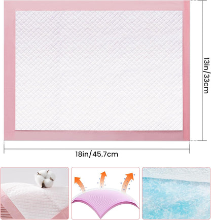 Pet Toilet Training Pads 100Count Disposable Puppy Pee Pads 18" x 13" for Dogs, Ultra Absorbent|Quick Dry|Leak-Proof Pet Potty Pads for Dog, Cat, Rabbits and Guinea Pigs (Pink)
