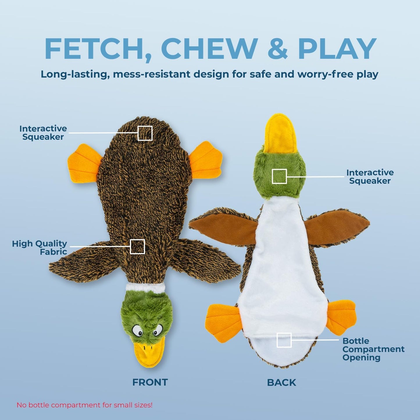 Best Pet Supplies Squeaky Dog Toys with Soft Durable Fabric for Small, Medium and Large Pets Interactive Toy for Indoor Play, Supports Active Biting and Play - 1Wild Duck, Small