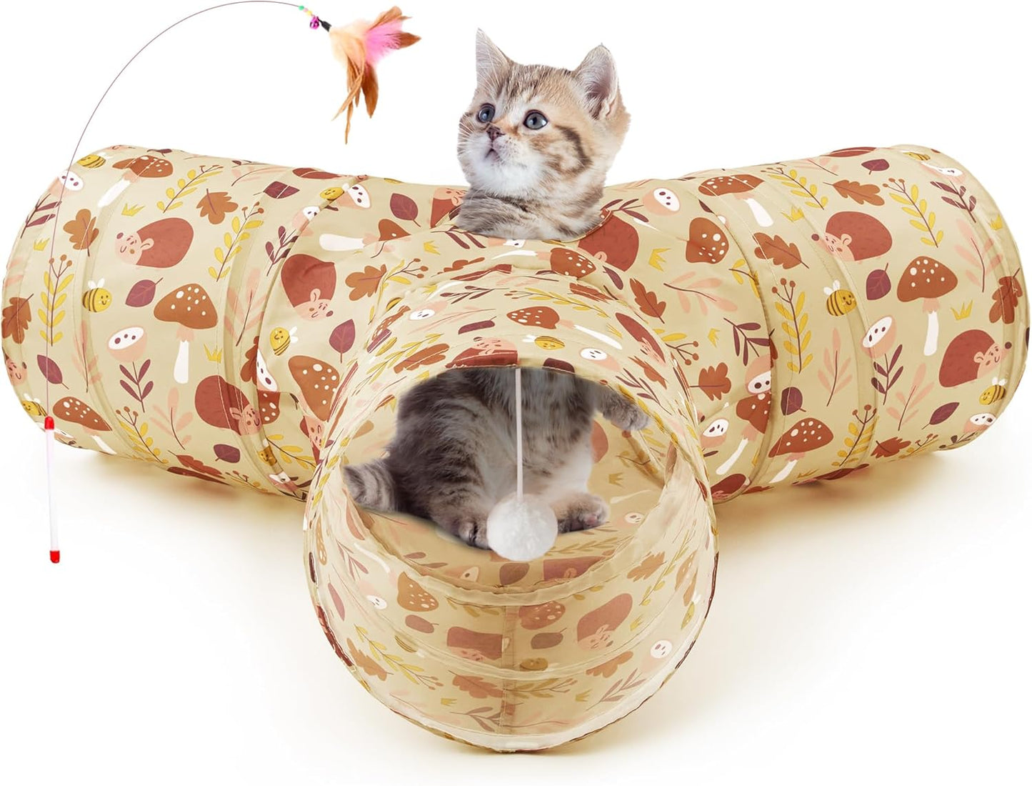 Tempcore Pet Cat Tunnel Tube Cat Toys 3 Way Collapsible, Tunnels for Indoor Cats，Kitty Bored Peek Hole Toy Ball Cat, Puppy, Kitty, Kitten, Rabbit