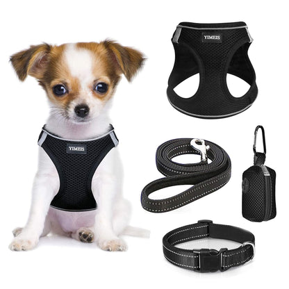 YIMEIS Dog Harness and Leash Set, No Pull Soft Mesh Pet Harness, Reflective Adjustable Puppy Vest for Small Medium Large Dogs, Cats (Pink, X-Small (Pack of 1)