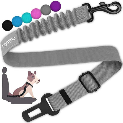 COOYOO Dog Seat Belt, Durability Retractable Dog Car Harness Adjustable Dog Seat Belt for Vehicle Nylon Pet Safety Seat Belts Heavy Duty & Elastic (1 Pack Black)