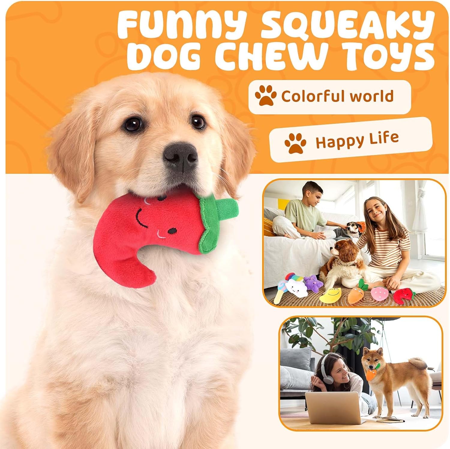LOYEE Dog Squeaky Toys 8 Pack, Puppy Plush Squeaky Toys for Medium Small Dogs, Cute Pet Toys Stuffed Puppy Chew Toys for Teething, Interactive Toys Set for Puppy Supplies