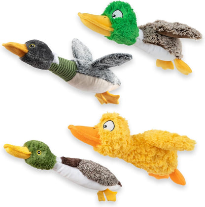 Best Pet Supplies Interactive Squeaky Dog Chew Toy, Ideal Dog Toys for Chewers, Small, Medium & Large Dogs, and Fetch Lovers - Crinkle Duck (Yellow), Large